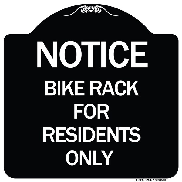 Signmission Bike Rack for Residents Heavy-Gauge Aluminum Architectural Sign, 18" x 18", BW-1818-23530 A-DES-BW-1818-23530 - main